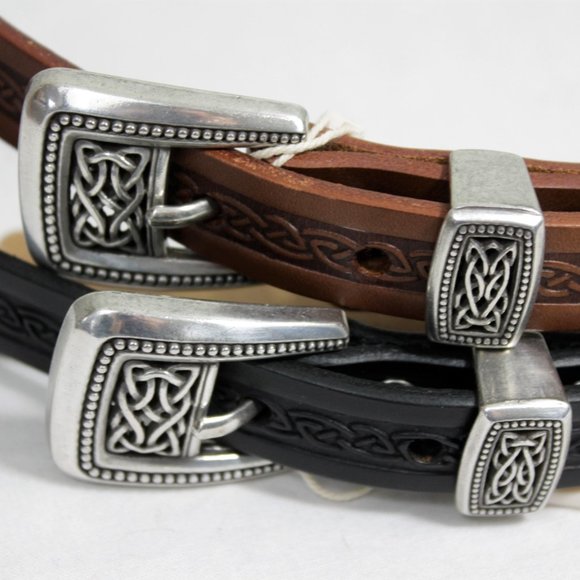 The Shepherd's Knot Accessories - New Ladies Leather Irish Celtic Embossed Belt M L